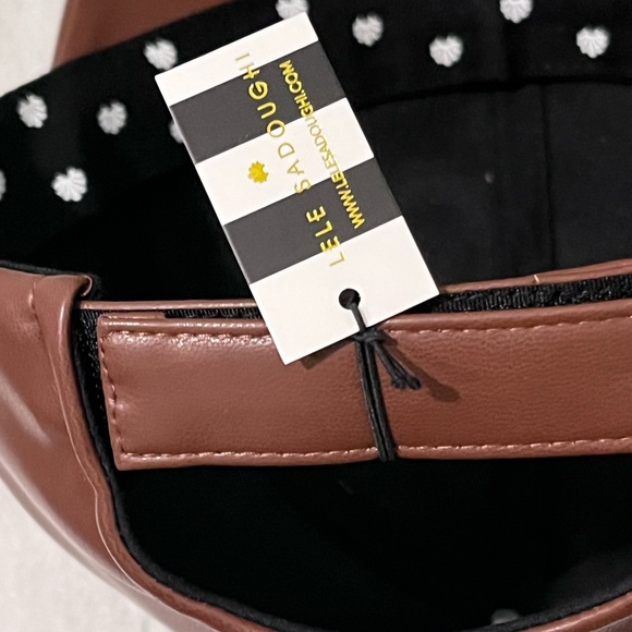 LELE SADOUGHI NWT AUTHENTIC WALNUT FAUX LEATHER BASEBALL CAP main image 4